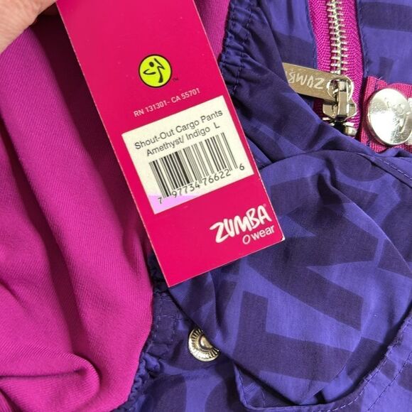 Zumba Women's Shout-Out Cargo Pants Amethyst Indigo Dance Fitness - Picture 10 of 10